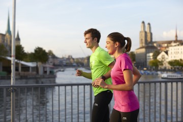 Beschilderte Marathonstrecke in Zürich