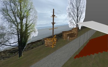 Visualisierung des Bühnenbilds mit Zuschauertribüne