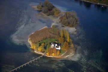 Die Klosterinsel Werd aus der Vogelperspektive